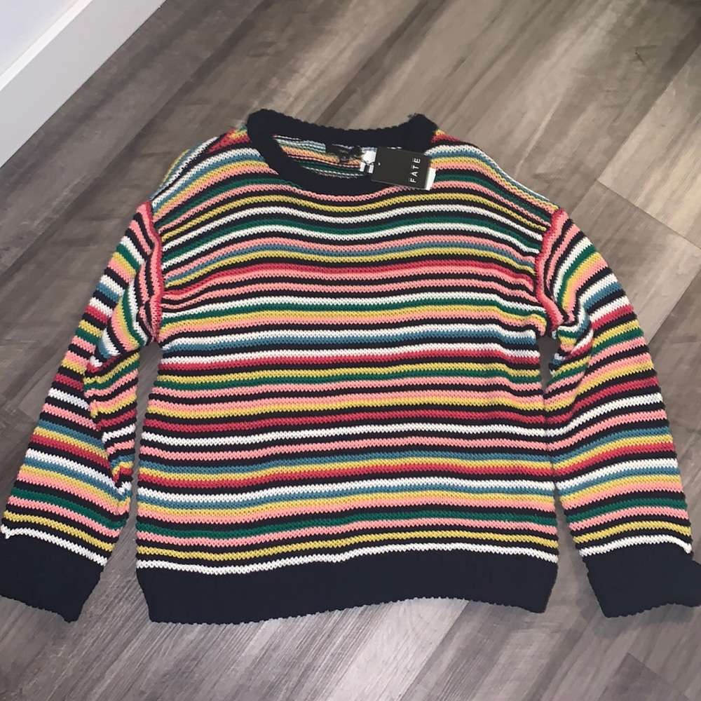 Fate Rainbow Stripe Loose Knit Oversized Sweater